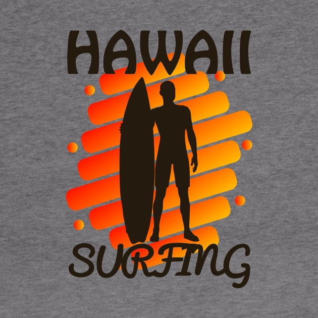 Vintage Hawaii Surfing Label Sunset Orange by Admair 